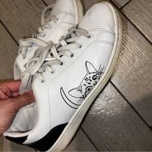 Ellen Degeneres White and Black Cat Sneakers